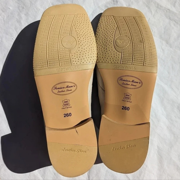 SEPTWOLVES Creme Beige Leather  Man's Square Toe Dress Shoe - Size 42 - Picture 7 of 9